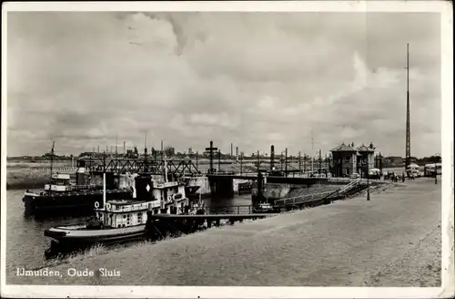 Ak IJmuiden Ymuiden Velsen Nordholland, Oude Sluis, Schiffe