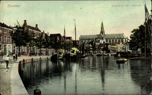 Ak Haarlem Nordholland Niederlande, Gezicht op het Spaarne