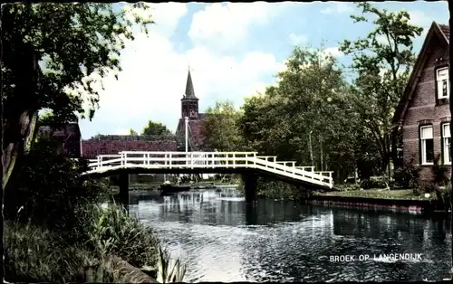 Ak Broek op Langedijk Nordholland Niederlande, Brücke, Kirche