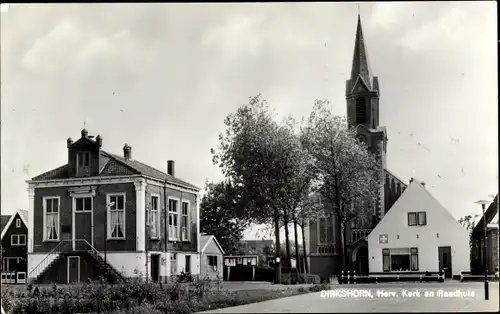 Ak Dirkshorn Nordholland Niederlande, Herv. Kerk en Raadhuis