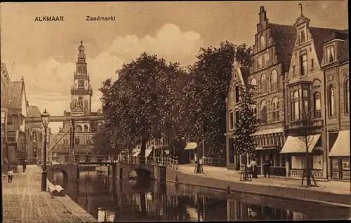 Ak Alkmaar Nordholland Niederlande, Zaadmarkt, Hebebrücke