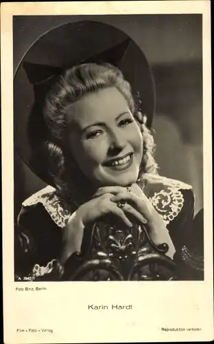 Ak Schauspielerin Karin Hardt, Portrait, Hut