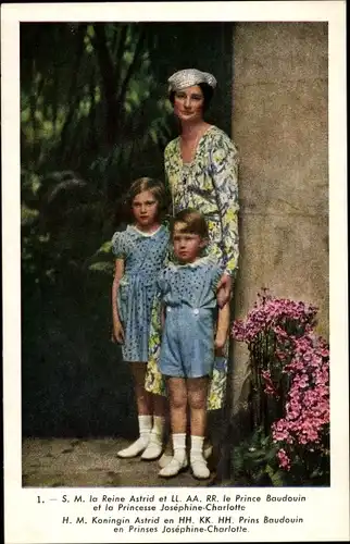 Ak Belgien, S. M. la Reine Astrid, Prince Baudouin, Princesse Josephine Charlotte