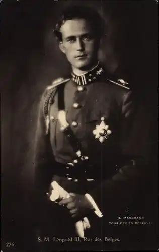 Ak König Leopold III. von Belgien, Portrait