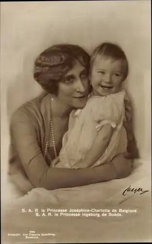 Ak S.A.R. la Princesse Josephine Charlotte de Belgique, Princesse Ingeborg de Suede, Portrait