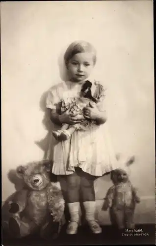 Ak S.A.R. La Princesse Joséphine Charlotte, Puppe, Teddybär, Portrait