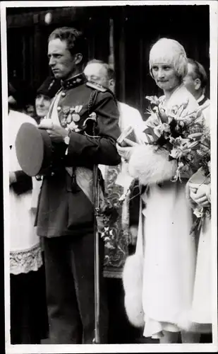 Foto Ak Königin Astrid mit König Leopold III. von Belgien