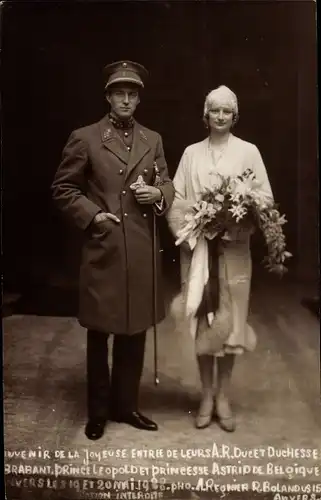 Foto Ak Königin Astrid mit König Leopold III. von Belgien, Portrait