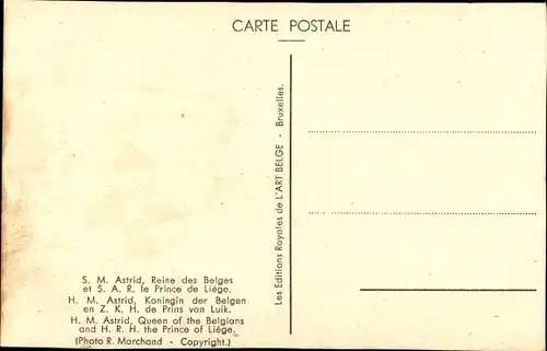 Ak Astrid von Schweden, Königin von Belgien, le Prince Albert de Liége als Baby