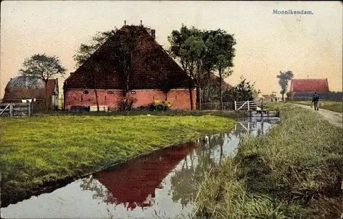 Ak Monnikendam Waterland Nordholland Niederlande, Dorfpartie