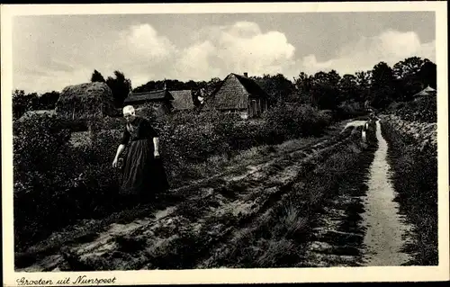 Ak Nunspeet Gelderland, Feldweg, Bauernhaus