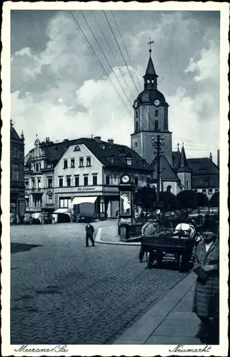 Ak Meerane in Sachsen, Neumarkt, Persil-Uhr