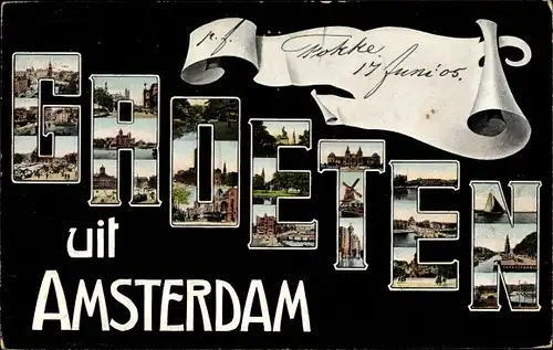 Buchstaben Ak Amsterdam Nordholland Niederlande, Souvenir, Stadtansichten