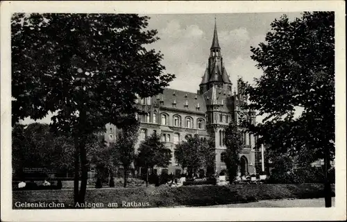 Ak Gelsenkirchen, Anlagen am Rathaus