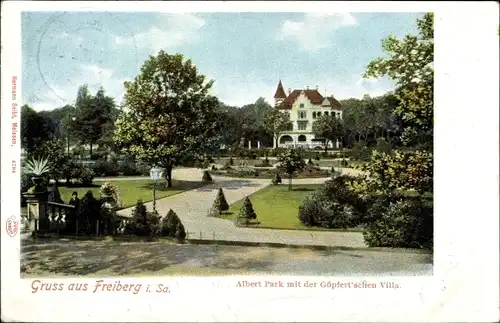 Ak Freiberg in Sachsen, Albert Park mit der Göpfert'schen Villa