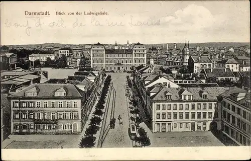 Ak Darmstadt in Hessen, Blick von der Ludwigsäule