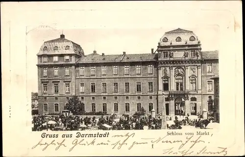 Ak Darmstadt in Hessen, Schloss vom Markt