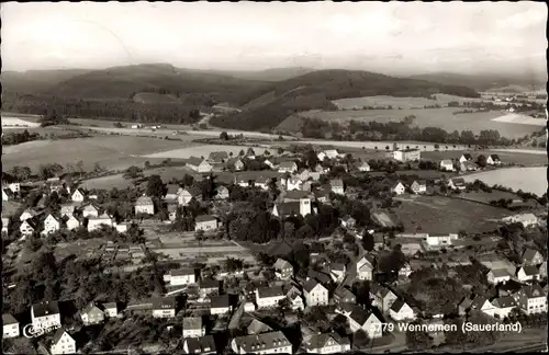 Ak Wennemen Meschede im Sauerland, Fliegeraufnahme