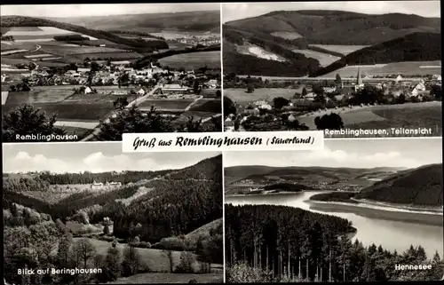 Ak Remblinghausen Meschede im Sauerland, Hennesee, Beringhausen, Luftbild
