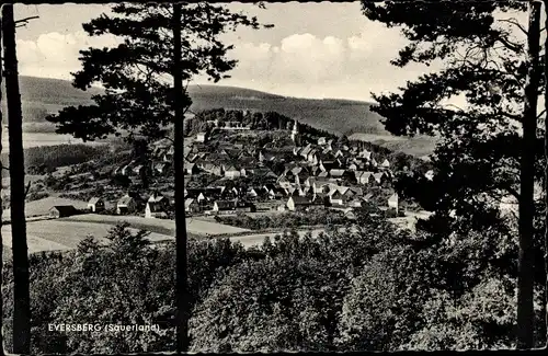 Ak Eversberg Meschede im Sauerland, Blick zum Ort