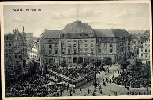 Ak Kassel in Hessen, Königsplatz, Markt, Straßenbahn