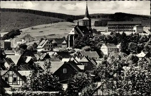 Ak Züschen Winterberg im Sauerland, Teilansicht, Kirche