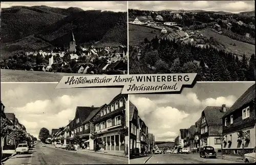 Ak Winterberg im Sauerland, Ortsansichten, Panorama, Straßenpartie