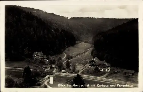 Ak Calw im Schwarzwald, Blick ins Monbachtal mit Kurhaus und Ferienheim