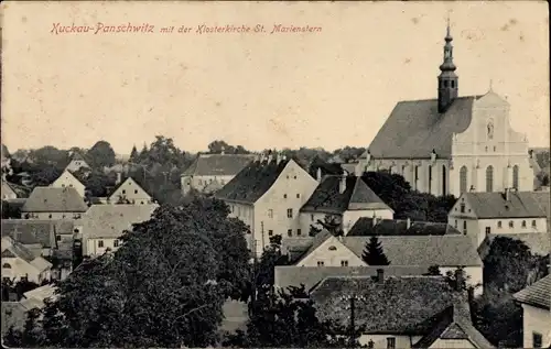 Ak Panschwitz Kuckau Sachsen, St. Marienstern Klosterkirche, Blick über die Dächer der Stadt