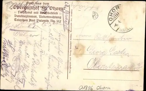 Ak Ohorn in Sachsen, Obergasthof zu Ohorn