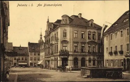 Ak Pulsnitz in Sachsen, Am Bismarckplatz