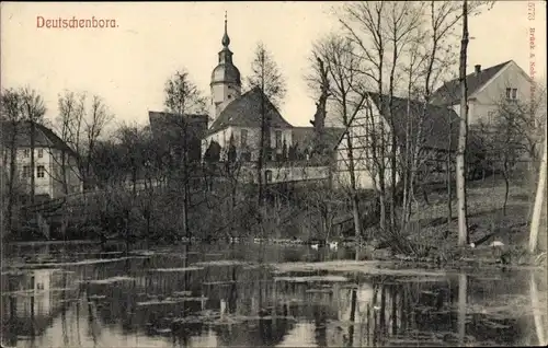 Ak Deutschenbora Nossen in Sachsen, Teilansicht, Kirche, Teich