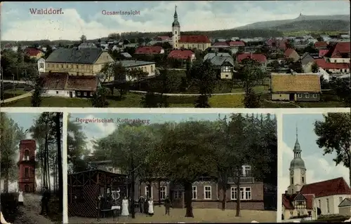 Ak Walddorf, Gesamtansicht, Bergwirtschaft Kottmarberg