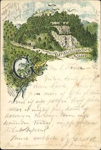 Litho Nossen Landkreis Meißen, Gruß vom Bergschlösschen