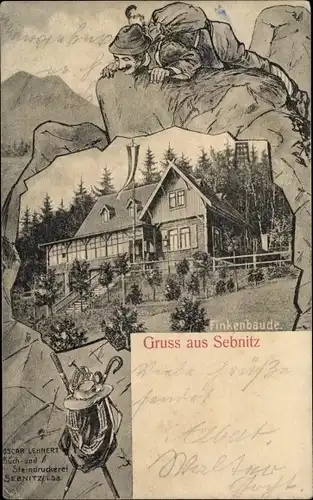 Passepartout Ak Sebnitz Sächsische Schweiz, Finkenbaude
