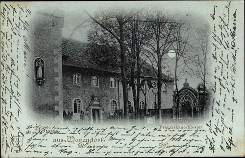 Mondschein Ak Warendorf im Münsterland, Franziskanerkloster