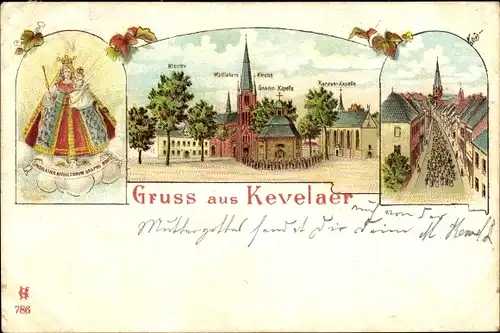 Litho Kevelaer am Niederrhein, Kirche, Kloster, Gnadenkapelle, Gnadenbild