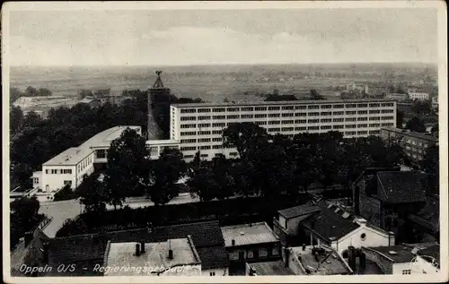 Ak Opole Oppeln Schlesien, Regierungsgebäude aus der Vogelschau