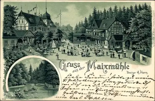 Litho Dresden Pillnitz, Gastwirtschaft Maixmühle, Bes. A. Horn