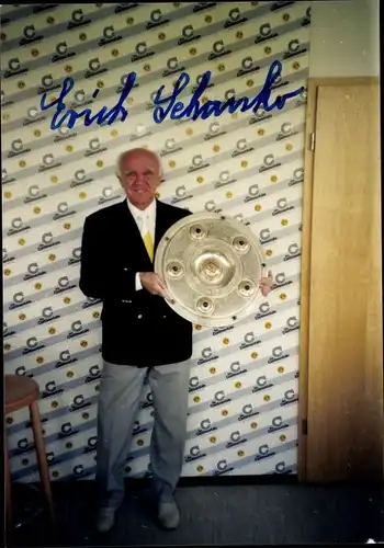 Foto Fußballspieler Erich Schanko, Autogramm, Deutsche Nationalmannschaft, Meisterschale