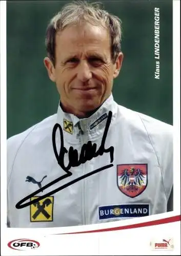 Sammelbild Fußballspieler Klaus Lindenberger, Autogramm, Nationalspieler, OFB