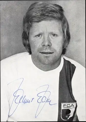 Foto Fußballspieler Helmut Haller, Autogramm, FC Augsburg