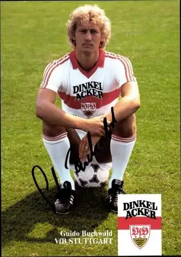 Ak Fußballspieler Guido Buchwald, Portrait, Autogramm, VfB Stuttgart