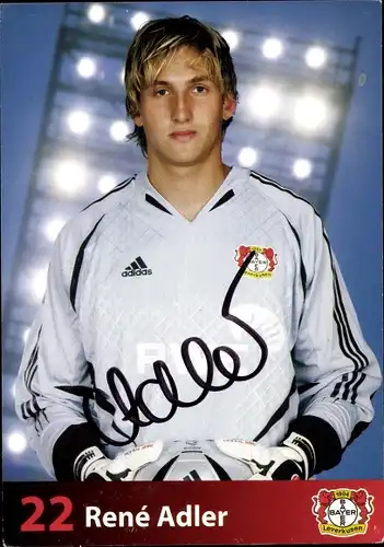 Ak Fußballspieler Rene Adler, Portrait, Autogramm, Bayer 04 Leverkusen