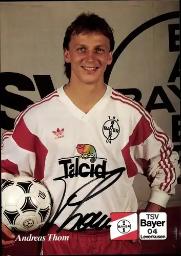 Ak Fußballspieler Andreas Thom, Portrait, Autogramm, Bayer 04 Leverkusen