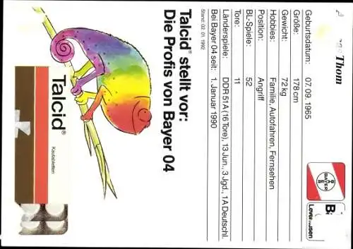 Ak Fußballspieler Andreas Thom, Portrait, Autogramm, Bayer 04 Leverkusen