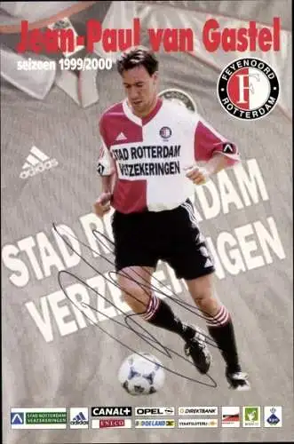 Ak Fußballspieler Jean Paul van Gastel, Portrait, Autogramm, Feyenoord Rotterdam