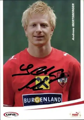 Ak Fußballspieler Andreas Ibertsberger, Portrait, Autogramm