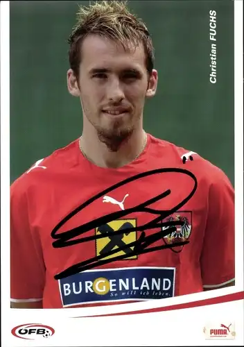 Ak Fußballspieler Christian Fuchs, Portrait, Autogramm