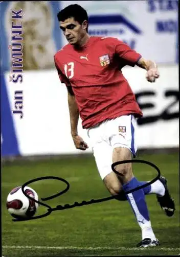 Ak Fußballspieler Jan Simunek, Portrait, Autogramm